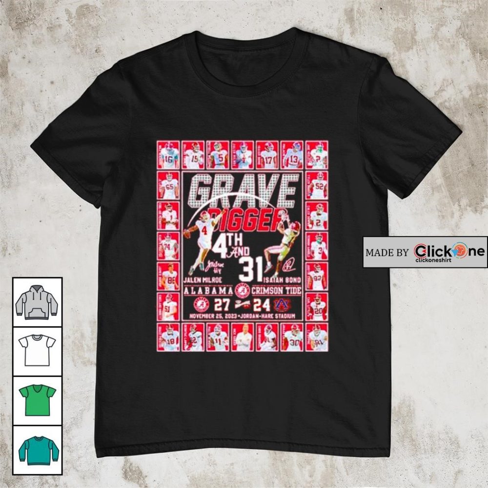 Alabama Crimson Tide Grave Digger 4Th And 31 Football Signature Shirt
