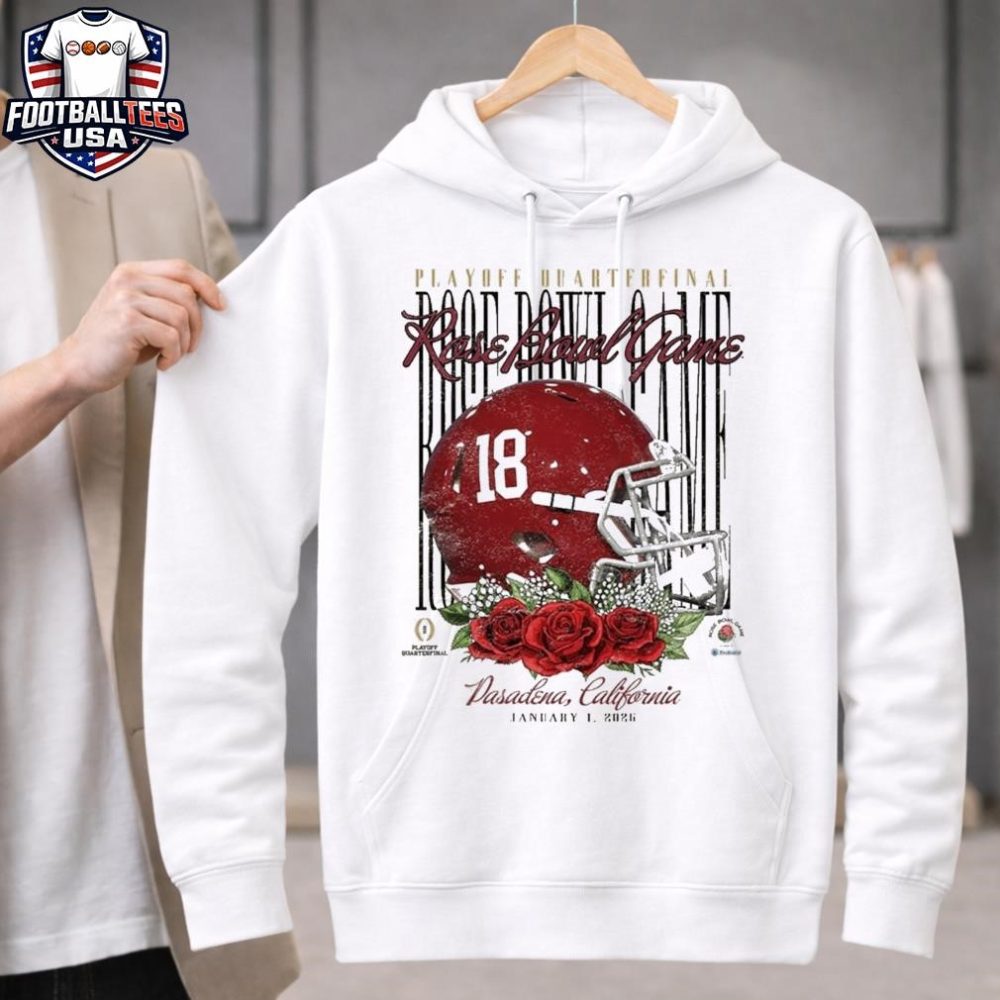 Alabama Crimson Tide Playoff Quarterfinal 2026 Rose Bowl Game Rose Pasadena California January 1 2026 Helmet T-Shirt - Image 2