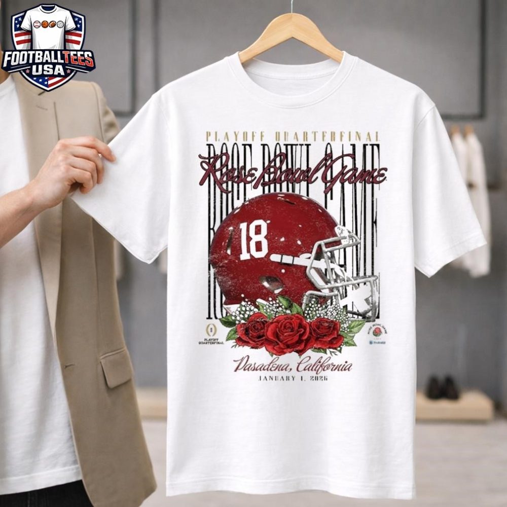 Alabama Crimson Tide Playoff Quarterfinal 2026 Rose Bowl Game Rose Pasadena California January 1 2026 Helmet T-Shirt