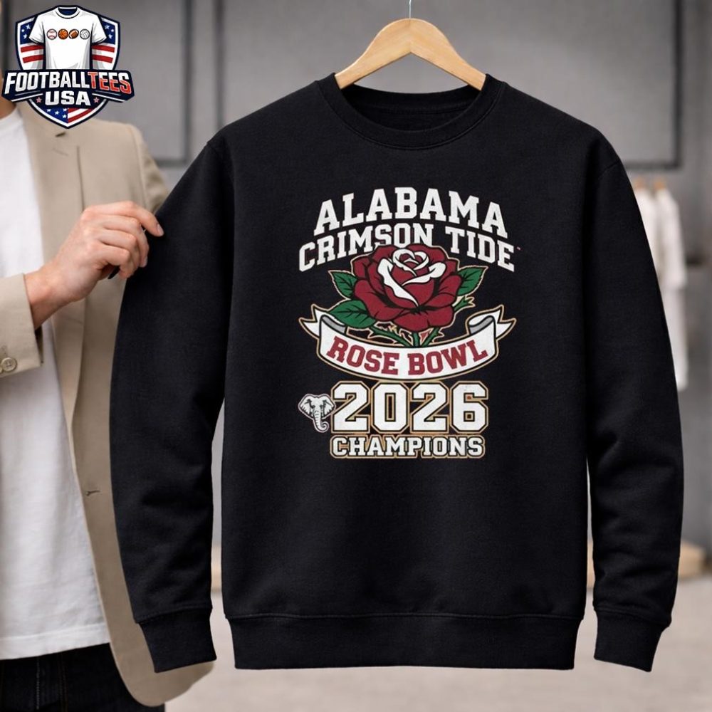 Alabama Crimson Tide Rose Bowl Champions Flower Rose 2026 T-Shirt - Image 2