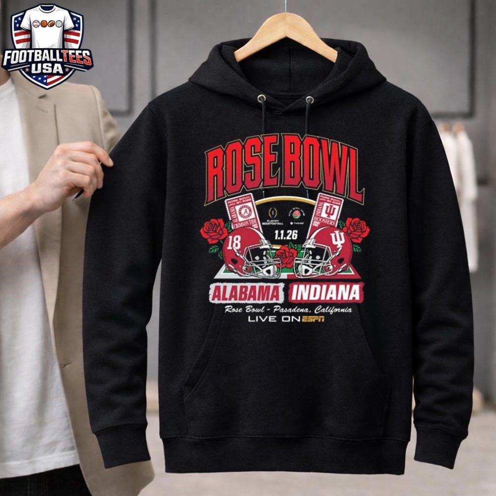 Alabama Crimson Tide Vs Indiana Hoosiers Playoff Quarterfinal 2026 Rose Bowl Game Rose Pasadena California January 1 2026 Helmet T-Shirt - Image 3