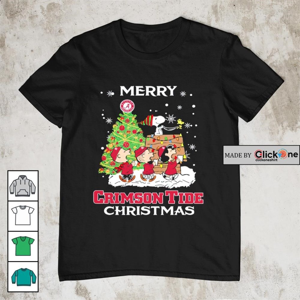 Alabama Crimson Tide The Peanuts Family Merry Crimson Tide Christmas Shirt