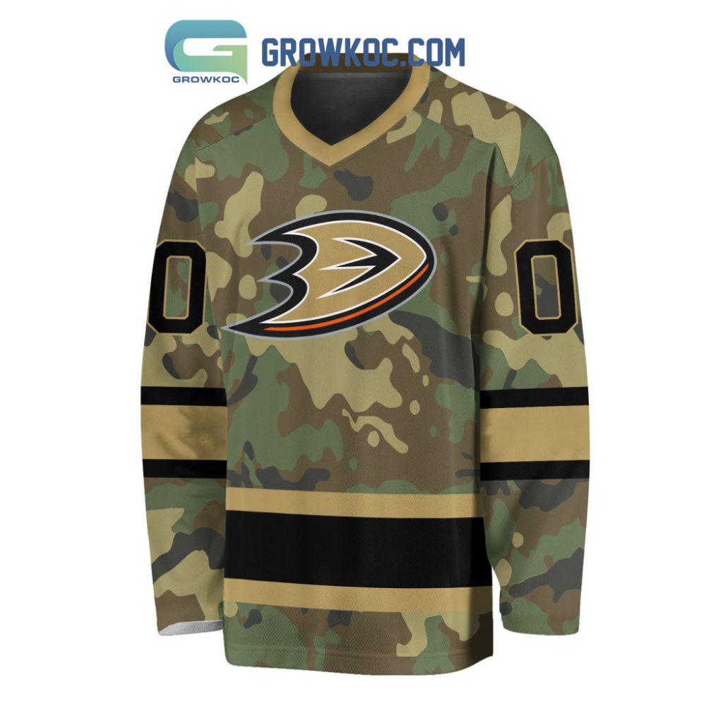 Anaheim Ducks Special Camo Veteran Design Personalized Hockey Jersey - Image 2