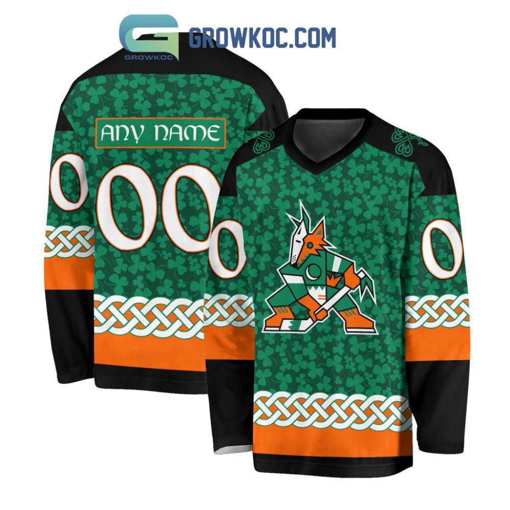 Arizona Coyotes St.Patrick'S Day Personalized Long Sleeve Hockey Jersey