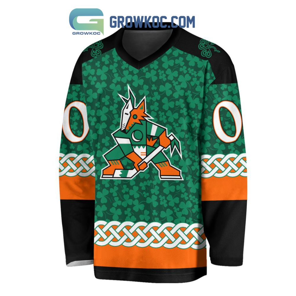 Arizona Coyotes St.Patrick'S Day Personalized Long Sleeve Hockey Jersey - Image 2