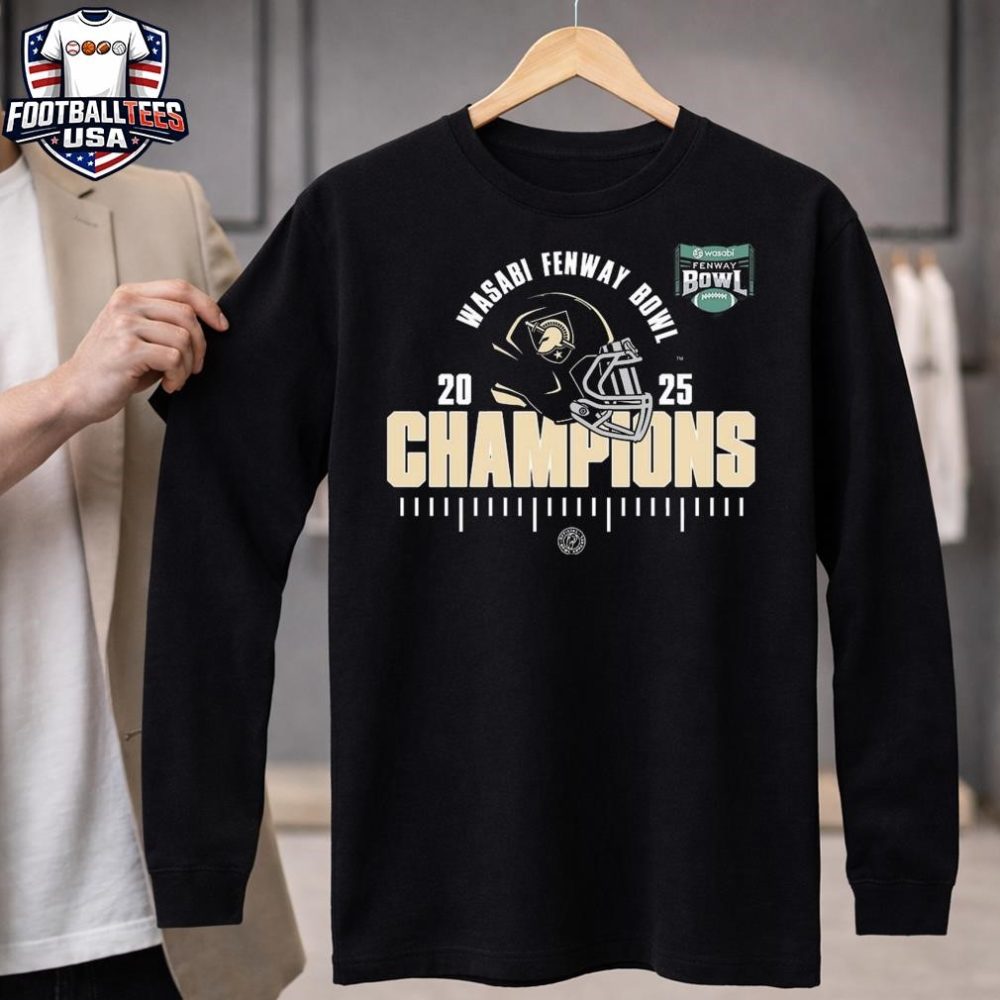 Army Black Knights 2025 Ncaa Football Wasabi Fenway Bowl Champions Helmet Logo Unisex Shirt - Image 4