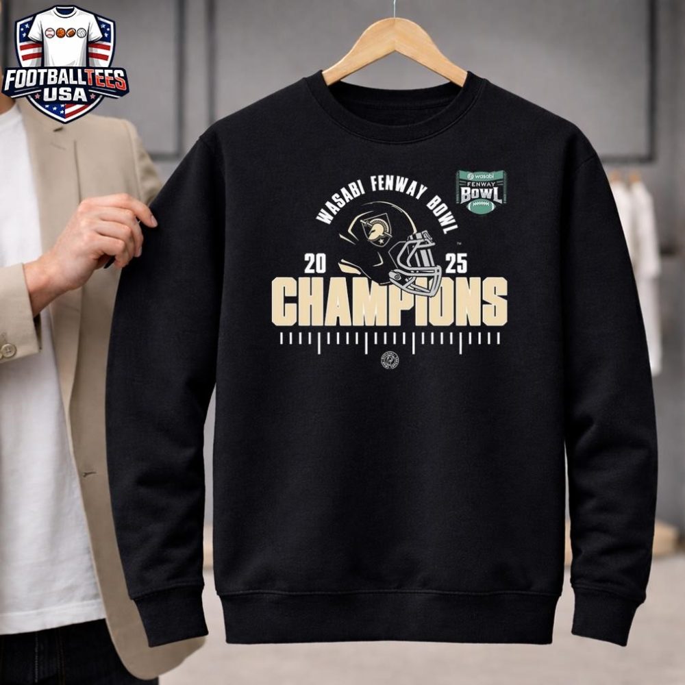 Army Black Knights 2025 Ncaa Football Wasabi Fenway Bowl Champions Helmet Logo Unisex Shirt - Image 2