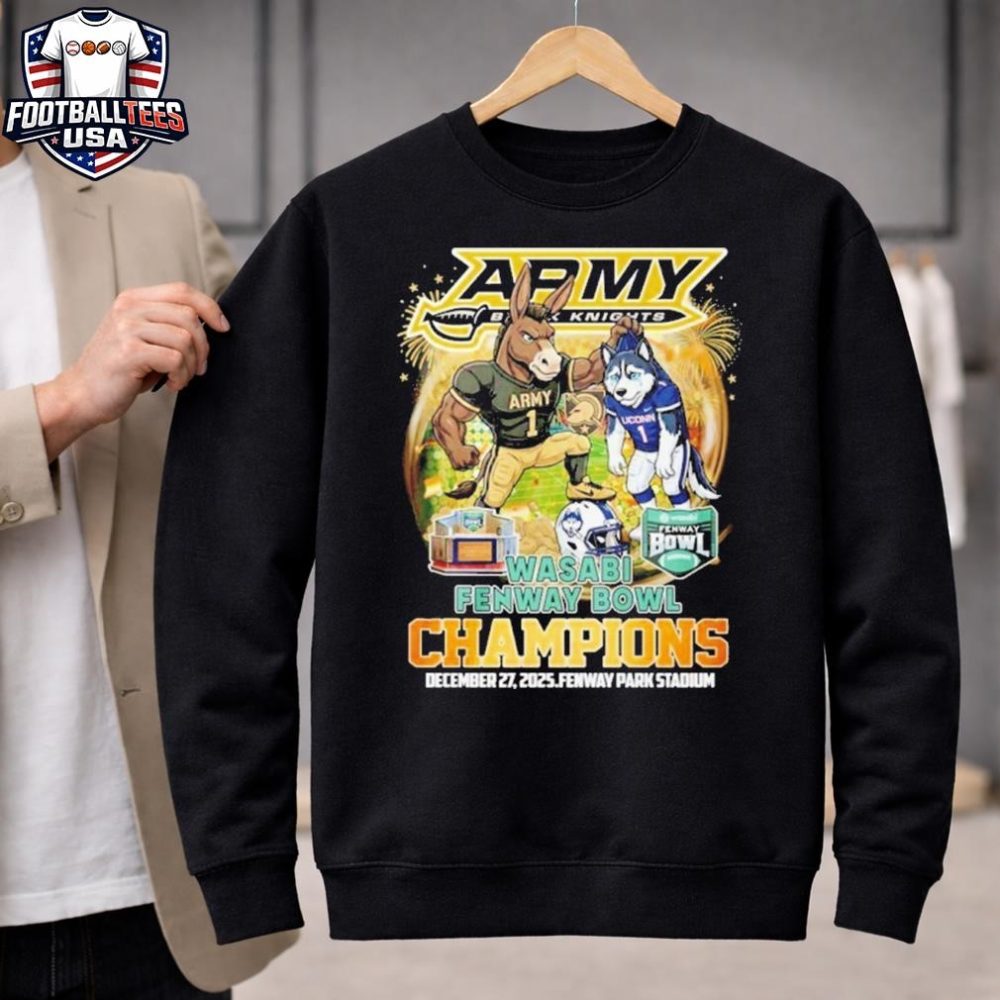 Army Black Knights Football 2025 Wasabi Fenway Bowl Champions Mascot Unisex Shirt - Image 2