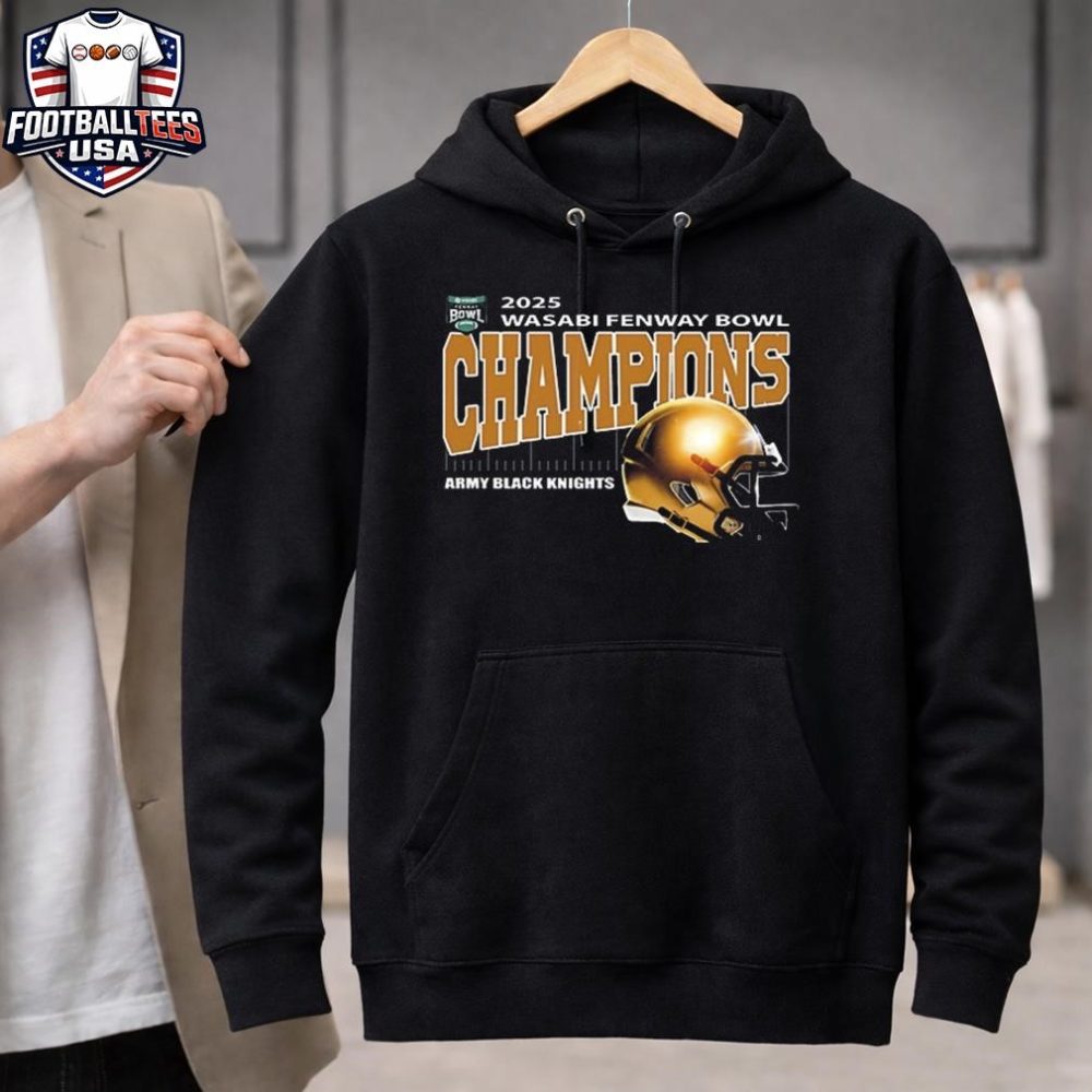 Army Black Knights Football Are 2025 Wasabi Fenway Bowl Champions Helmet Unisex Shirt - Image 3