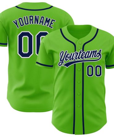 Custom Aurora Green Navy-White Authentic Baseball Jersey