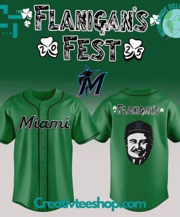 Miami Marlins Flanigans Fest 25 Special Green Jersey