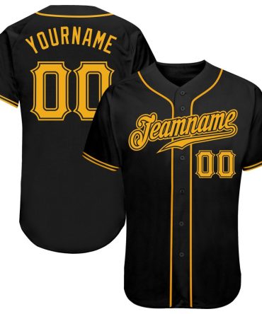 Custom Black Gold Authentic Baseball Jersey
