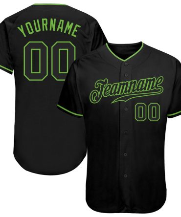 Custom Black Black-Neon Green Authentic Baseball Jersey