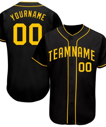 Custom Black Gold Authentic Baseball Jersey