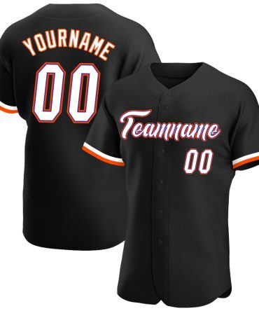 Custom Black White-Orange Authentic Baseball Jersey
