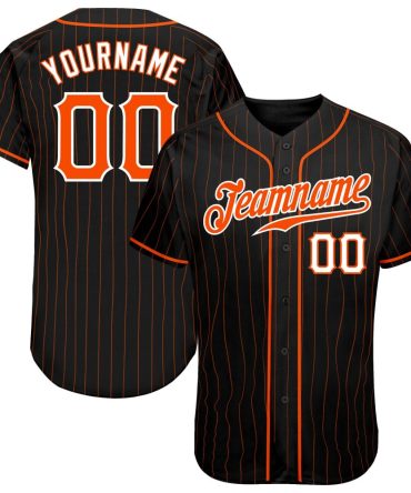 Custom Black Orange Pinstripe Orange-White Authentic Baseball Jersey