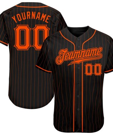 Custom Black Orange Pinstripe Orange-Black Authentic Baseball Jersey