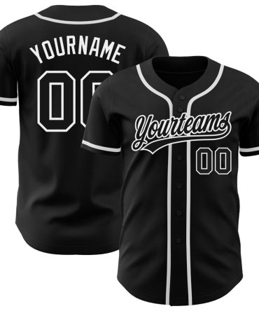 Custom Black Black-White Authentic Baseball Jersey
