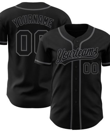 Custom Black Black-Steel Gray Authentic Baseball Jersey