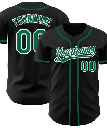 Custom Black Kelly Green-White Authentic Baseball Jersey