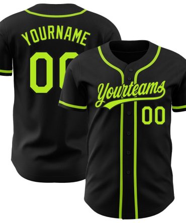 Custom Black Neon Green Authentic Baseball Jersey