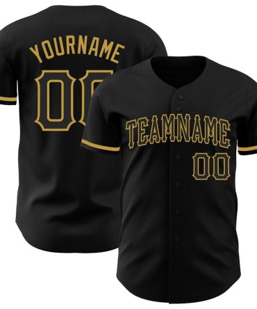 Custom Black Old Gold Authentic Baseball Jersey