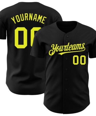 Custom Black Neon Yellow Authentic Baseball Jersey