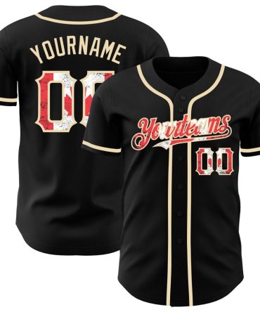 Custom Black Vintage Canadian Flag -City Cream Authentic Baseball Jersey
