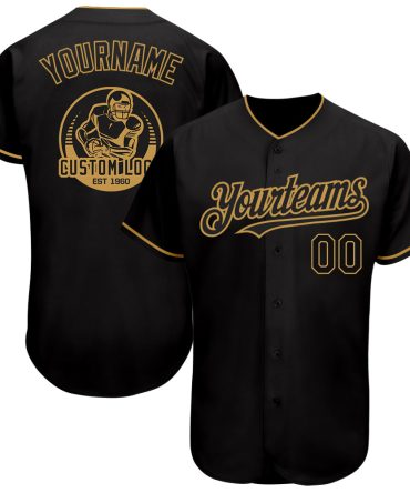 Custom Black Old Gold Authentic Baseball Jersey