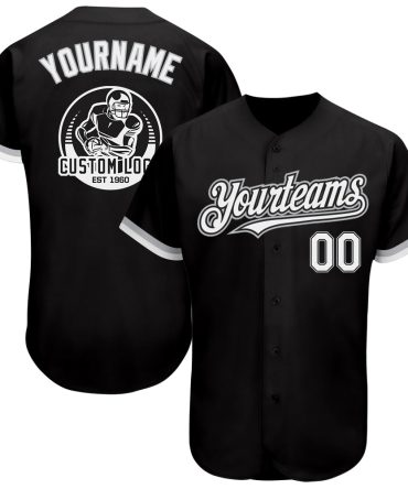 Custom Black White-Gray Authentic Baseball Jersey