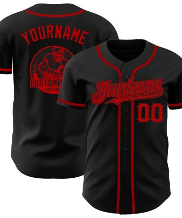 Custom Black Red Authentic Baseball Jersey