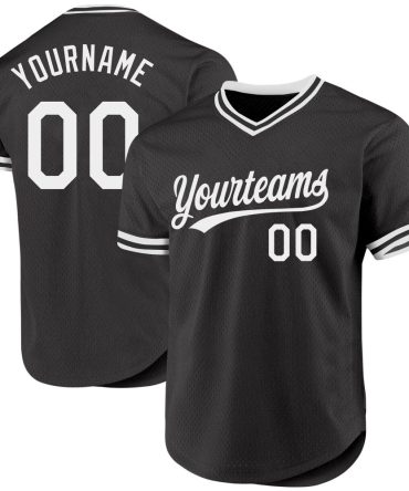 Custom Black White Authentic Throwback Baseball Jersey