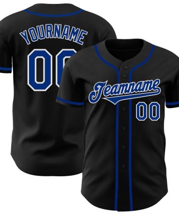 Custom Black Royal-White Authentic Baseball Jersey