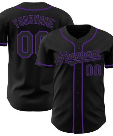 Custom Black Purple Authentic Baseball Jersey