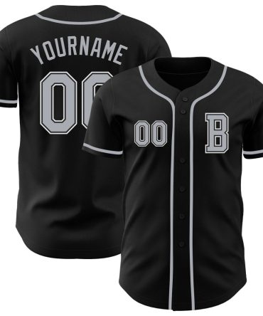 Custom Black Gray-White Authentic Baseball Jersey