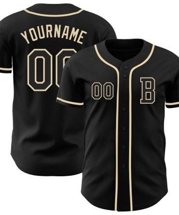 Custom Black Cream Authentic Baseball Jersey