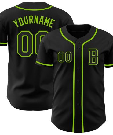 Custom Black Neon Green Authentic Baseball Jersey