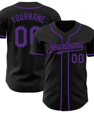 Custom Black Purple Authentic Baseball Jersey