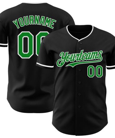 Custom Black Grass Green-White Authentic Baseball Jersey