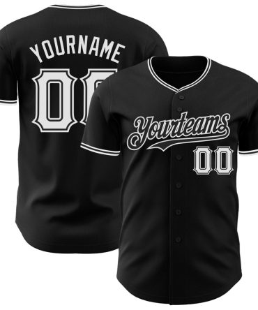 Custom Black White Authentic Baseball Jersey