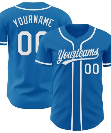 Custom Blue White Authentic Baseball Jersey