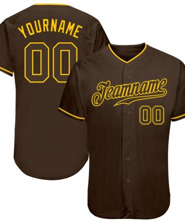 Custom Brown Brown-Gold Authentic Baseball Jersey