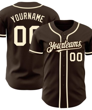 Custom Brown Cream Authentic Baseball Jersey
