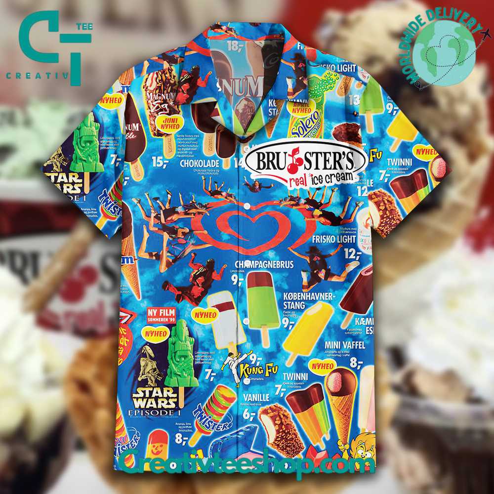 Bruster'S Real Ice Cream Ice Cream Summer Hawaiian Shirt