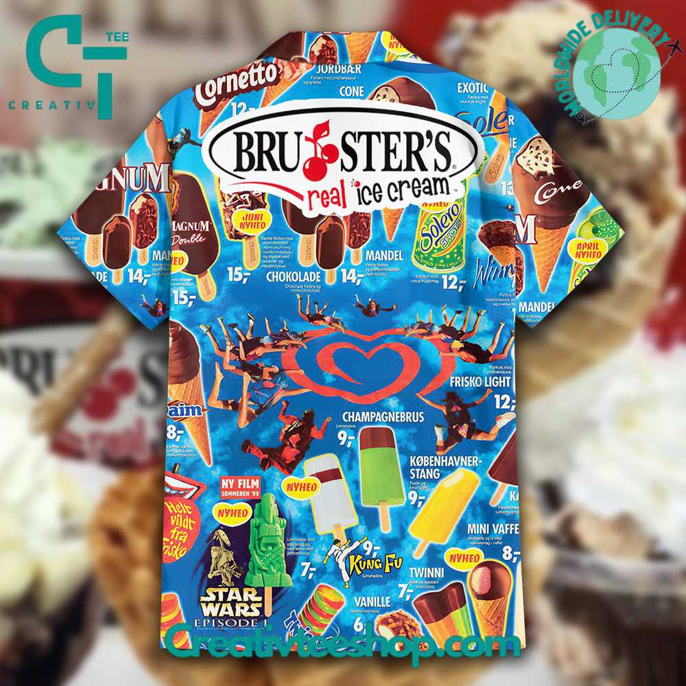 Bruster'S Real Ice Cream Ice Cream Summer Hawaiian Shirt - Image 2