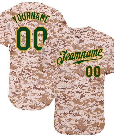 Custom Camo Green-Gold Authentic Salute To Service Baseball Jersey