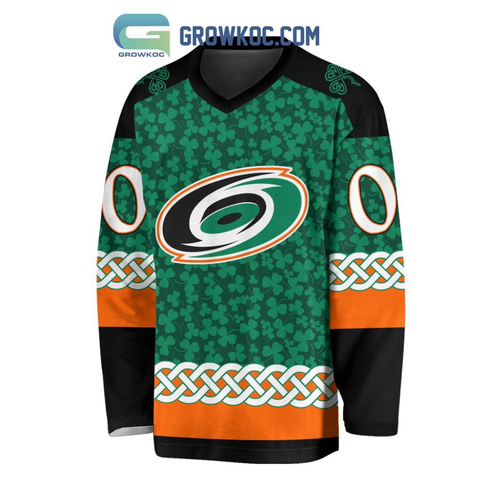 Carolina Hurricanes St.Patrick'S Day Personalized Long Sleeve Hockey Jersey - Image 2