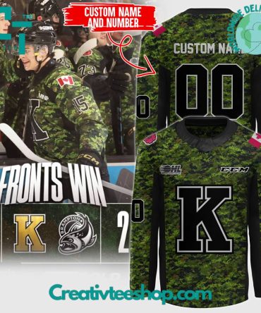 Kingston Frontenacs Support Our Troops Green Camo Hockey Jersey