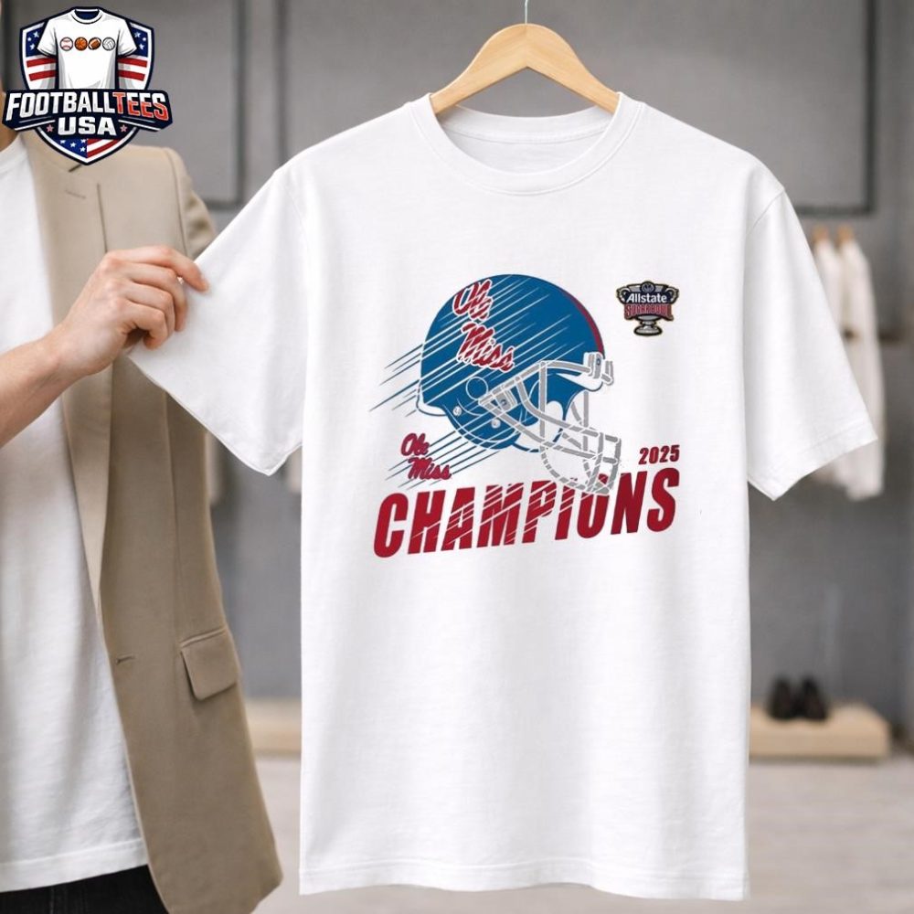 Celebrate 2026 Sugar Bowl Champions Ole Miss Rebels To Champions 2026 Allstate Sugar Bowl Helmet Unisex Shirt