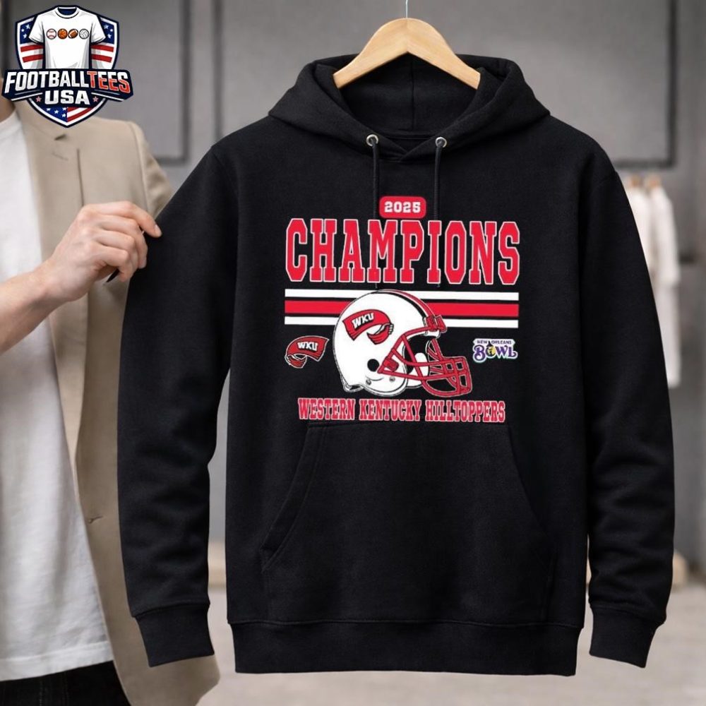 Celebrates 2025 New Orleans Bowl Champions Western Kentucky Hilltoppers Football Champions 2025 New Orleans Bowl Helmet Unisex Shirt - Image 3
